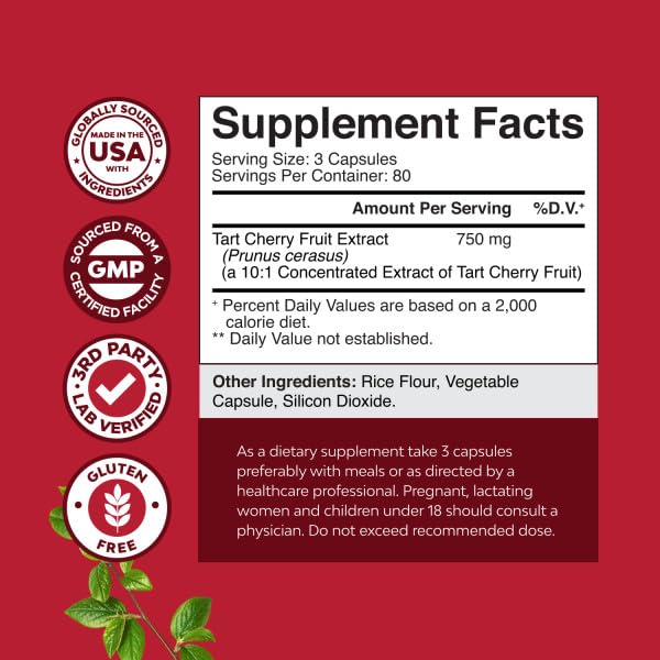 Natures Craft Tart Cherry Powder Capsules bottle with label