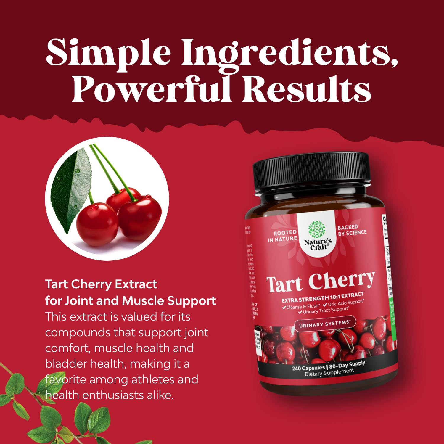Natures Craft Tart Cherry Powder Capsules with measuring spoon