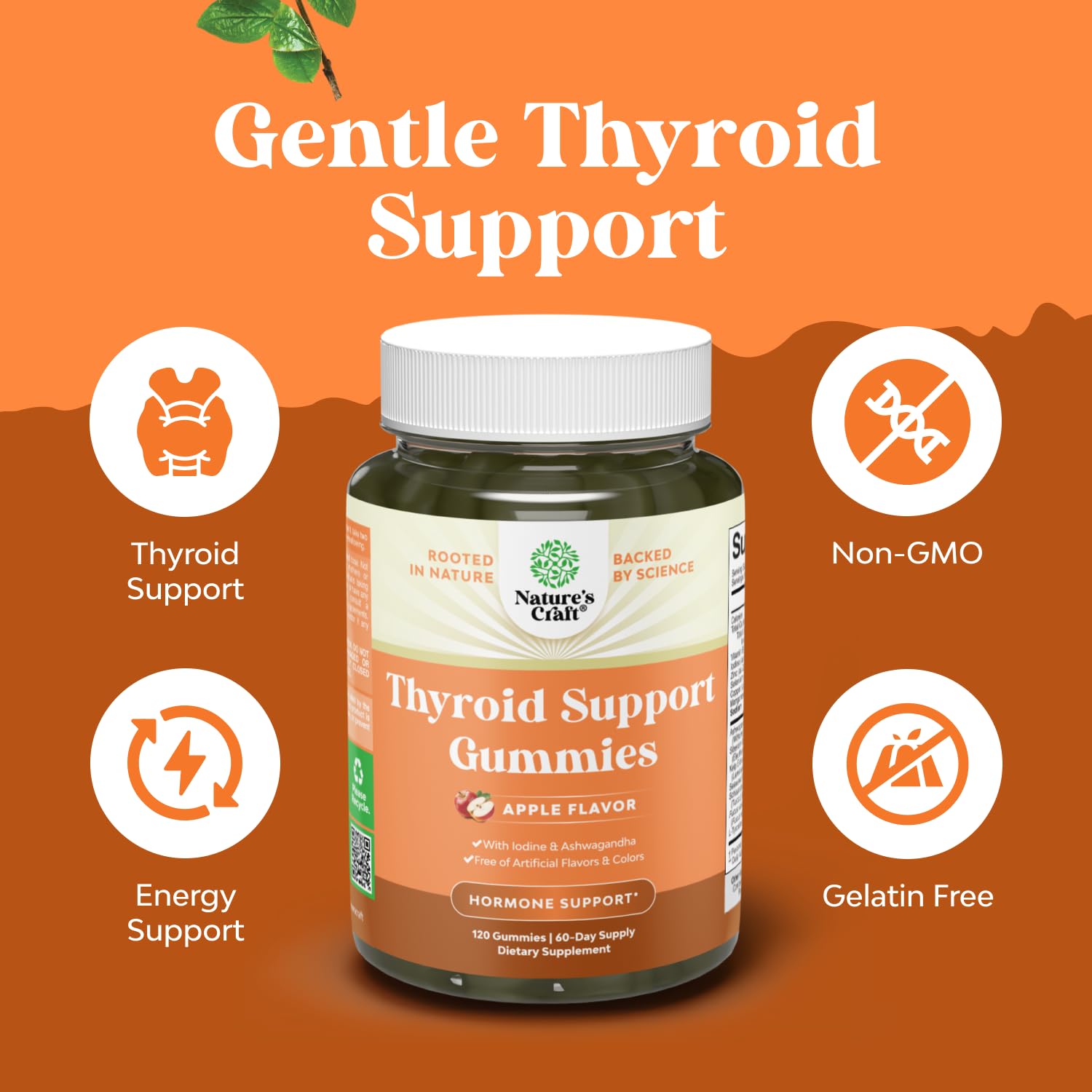 Natures Craft Thyroid Support Gummies on a wooden table