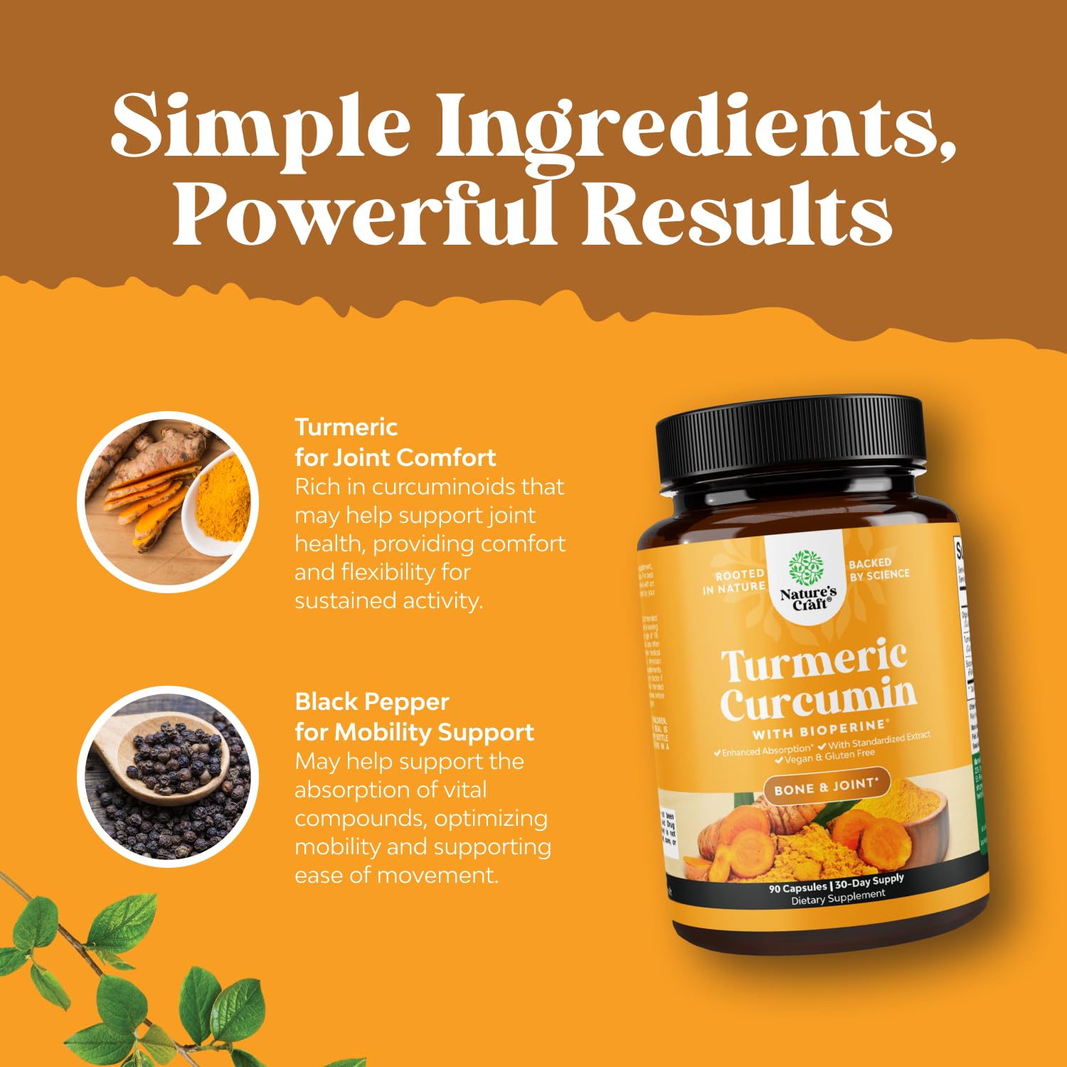 Natures Craft Turmeric Curcumin Supplement 1800mg ingredients list