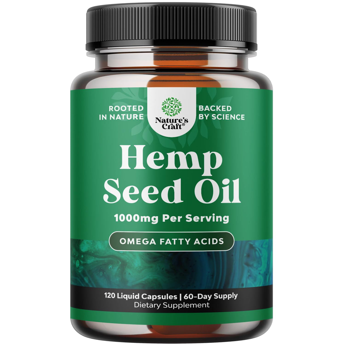 Natures Craft Vegan Omega 3-6-9 Hemp Seed Oil Capsules front view