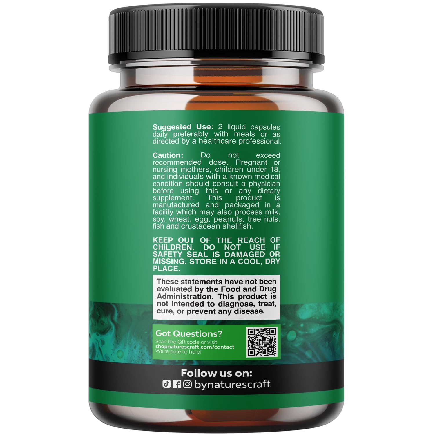 Natures Craft Vegan Omega 3-6-9 Hemp Seed Oil Capsules side view