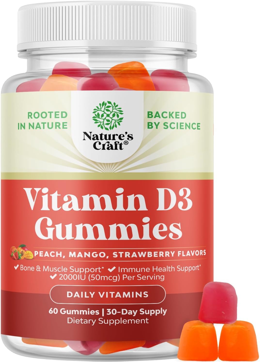 Natures Craft Vitamin D3 Gummies 2000 IU front view