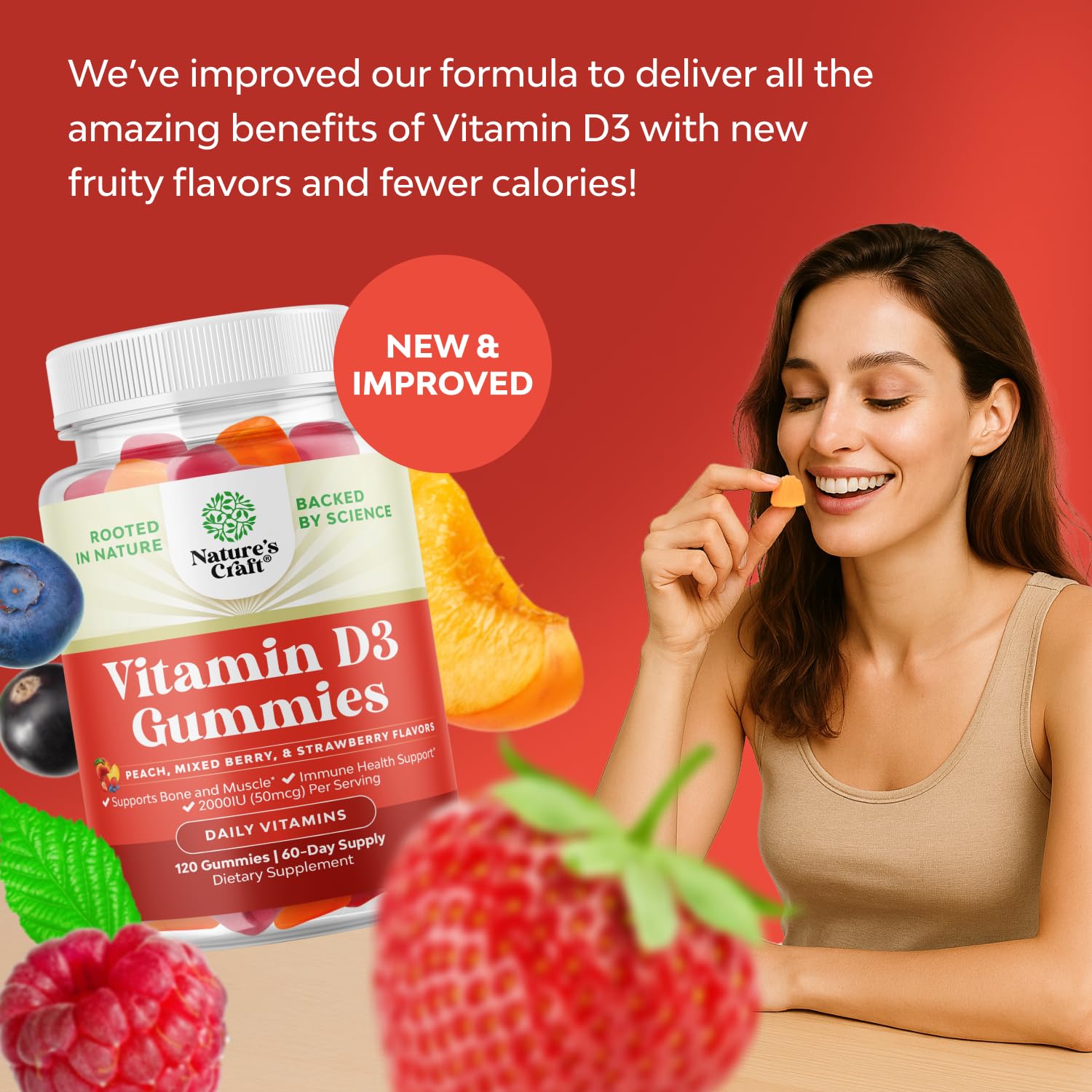 Natures Craft Vitamin D3 Gummies 2000 IU with natural ingredients