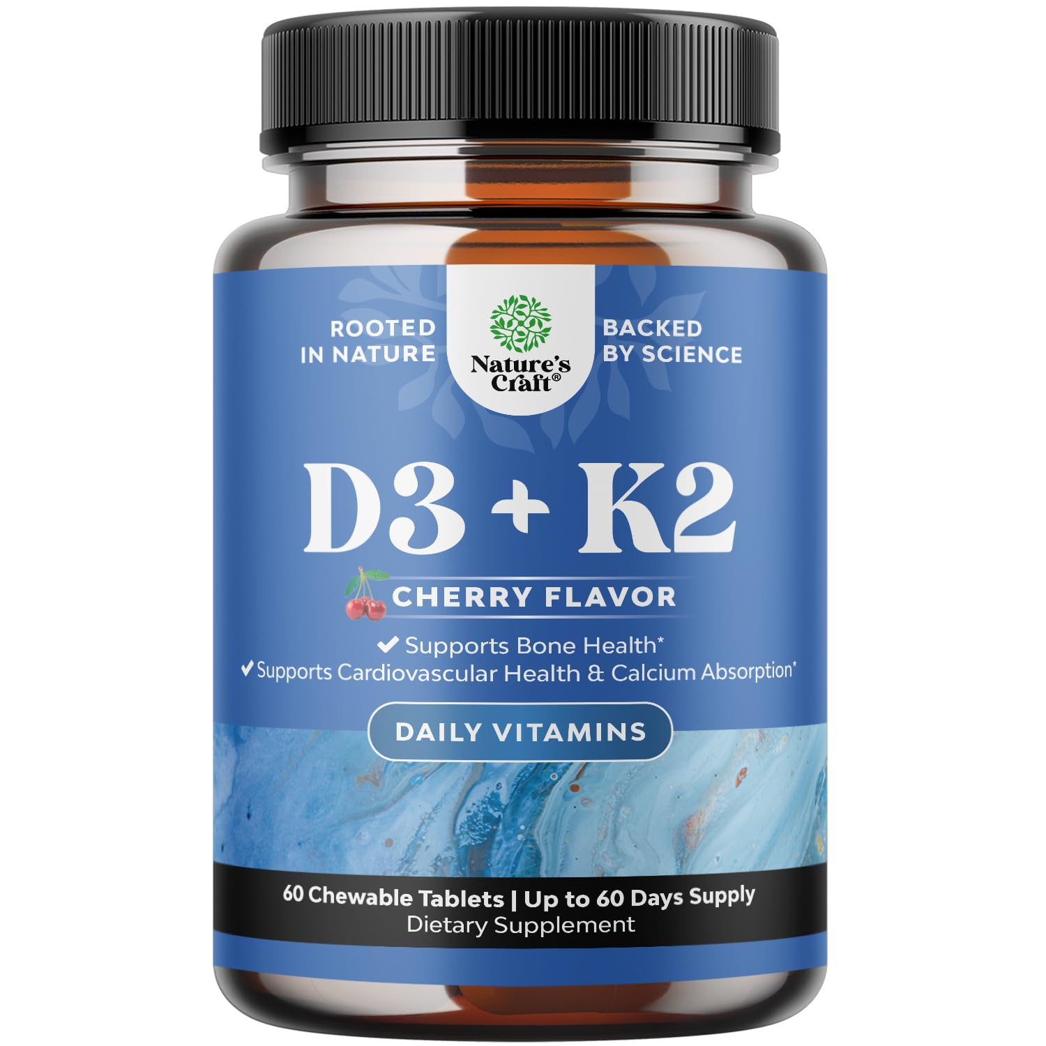 Natures Craft Vitamin D3 & K2 2000 IU supplement front view