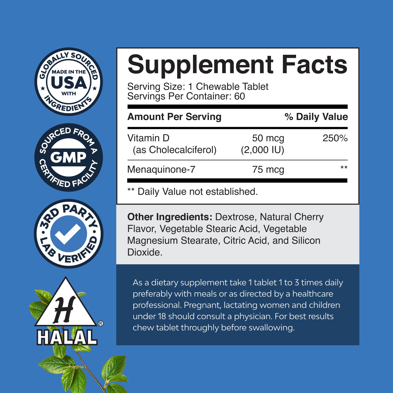 Natures Craft Vitamin D3 & K2 supplement capsules close-up