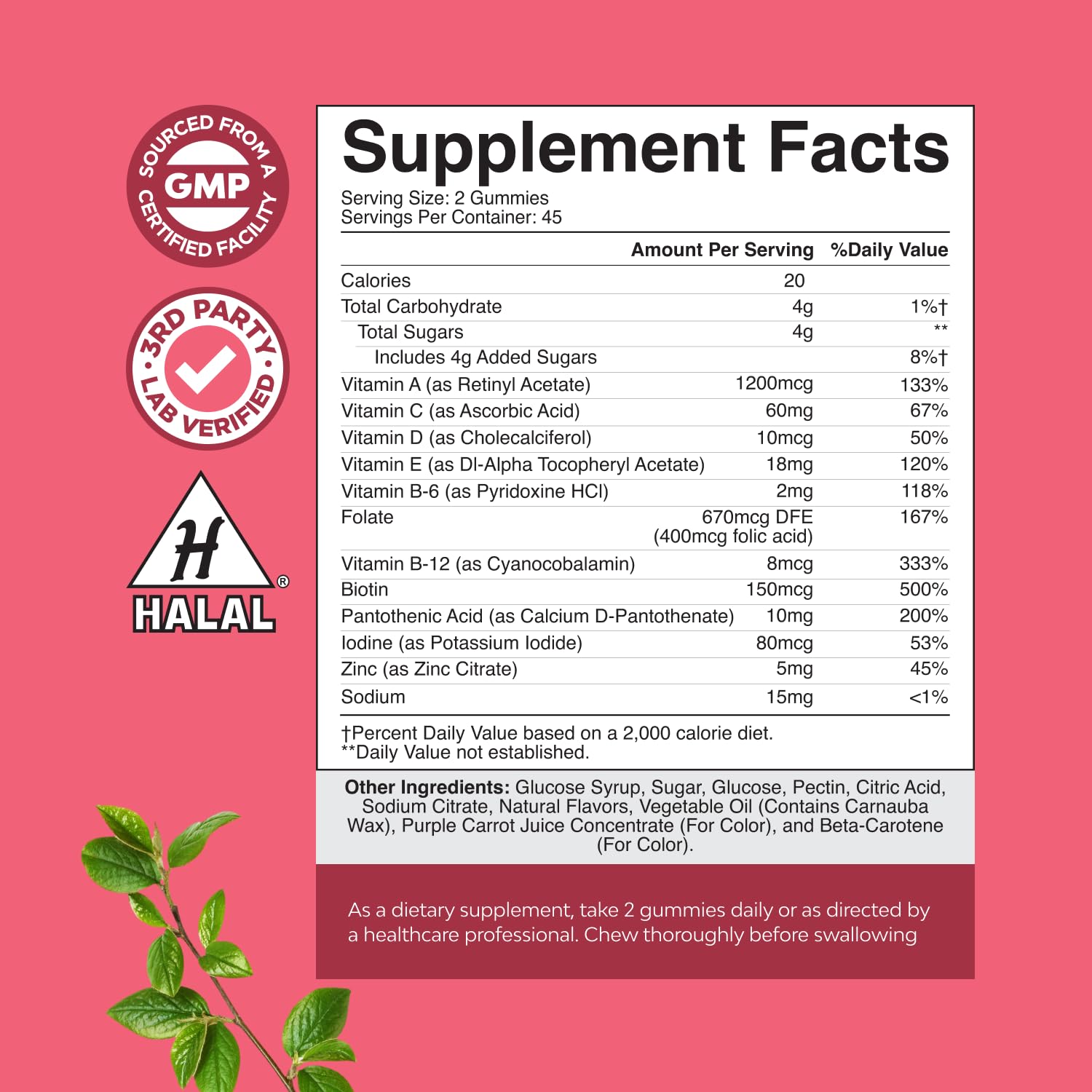 Natures Craft Women's Multivitamin Gummy 272g side view showing packaging