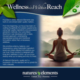 Natures Elements Lion’s Mane Mushroom Extract 1000mg capsules displayed with lifestyle setting