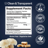Natures Elements Lion’s Mane Mushroom Extract 1000mg capsules with a measuring spoon