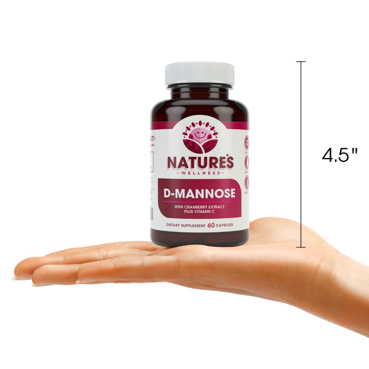 Natures Wellness D-Mannose Cranberry Extract bottle with a measuring spoon