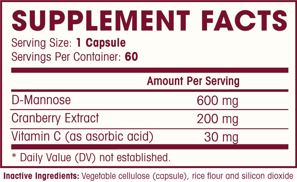 Natures Wellness D-Mannose Cranberry Extract ingredients list