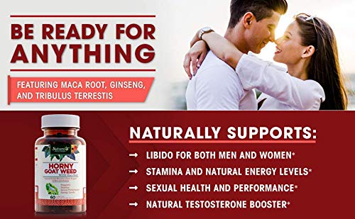 Natures Wellness Horny Goat Weed Supplement back view with nutritional information