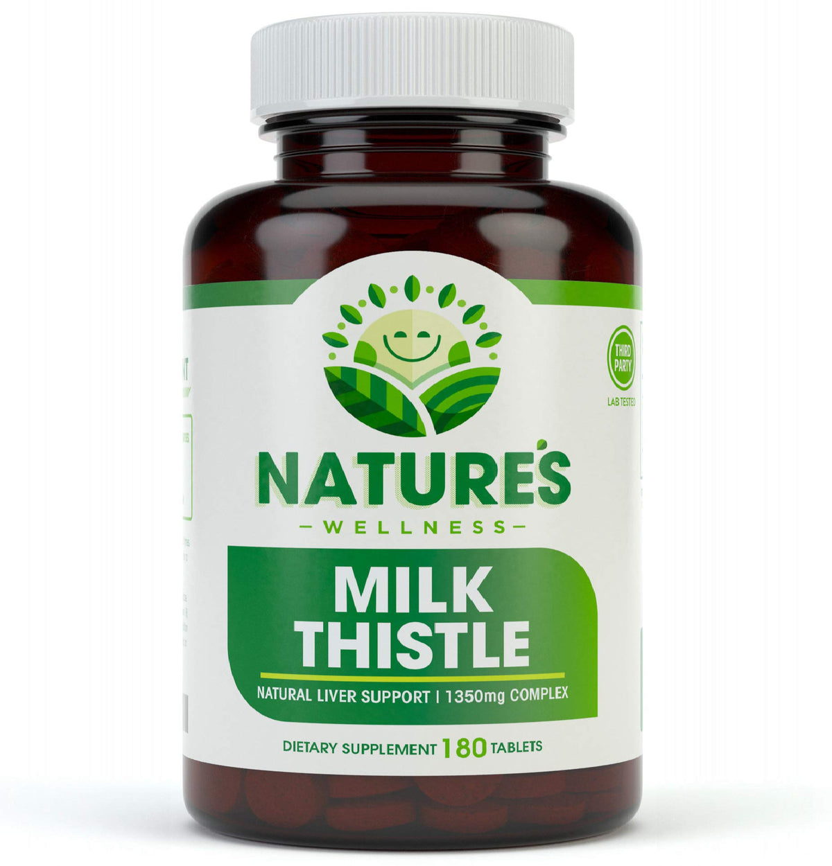Natures Wellness Milk Thistle Extract 1350mg front view of bottle