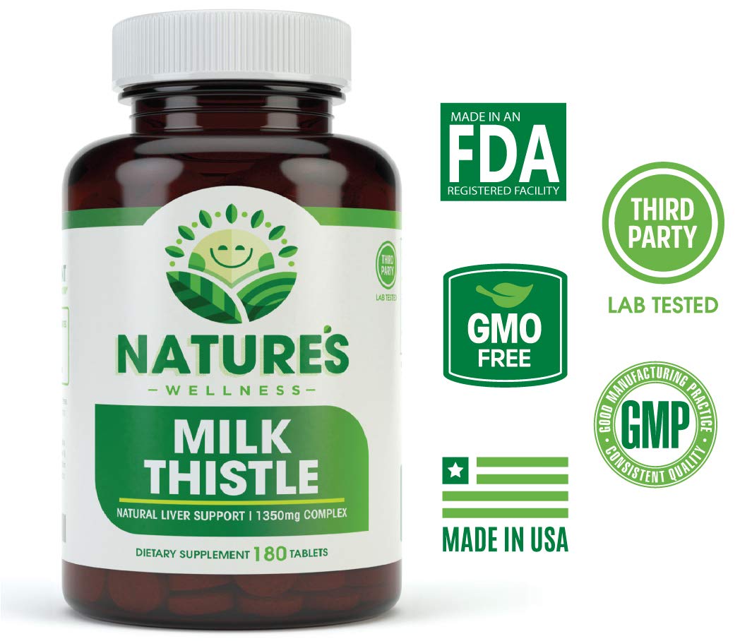 Natures Wellness Milk Thistle Extract 1350mg side view of bottle
