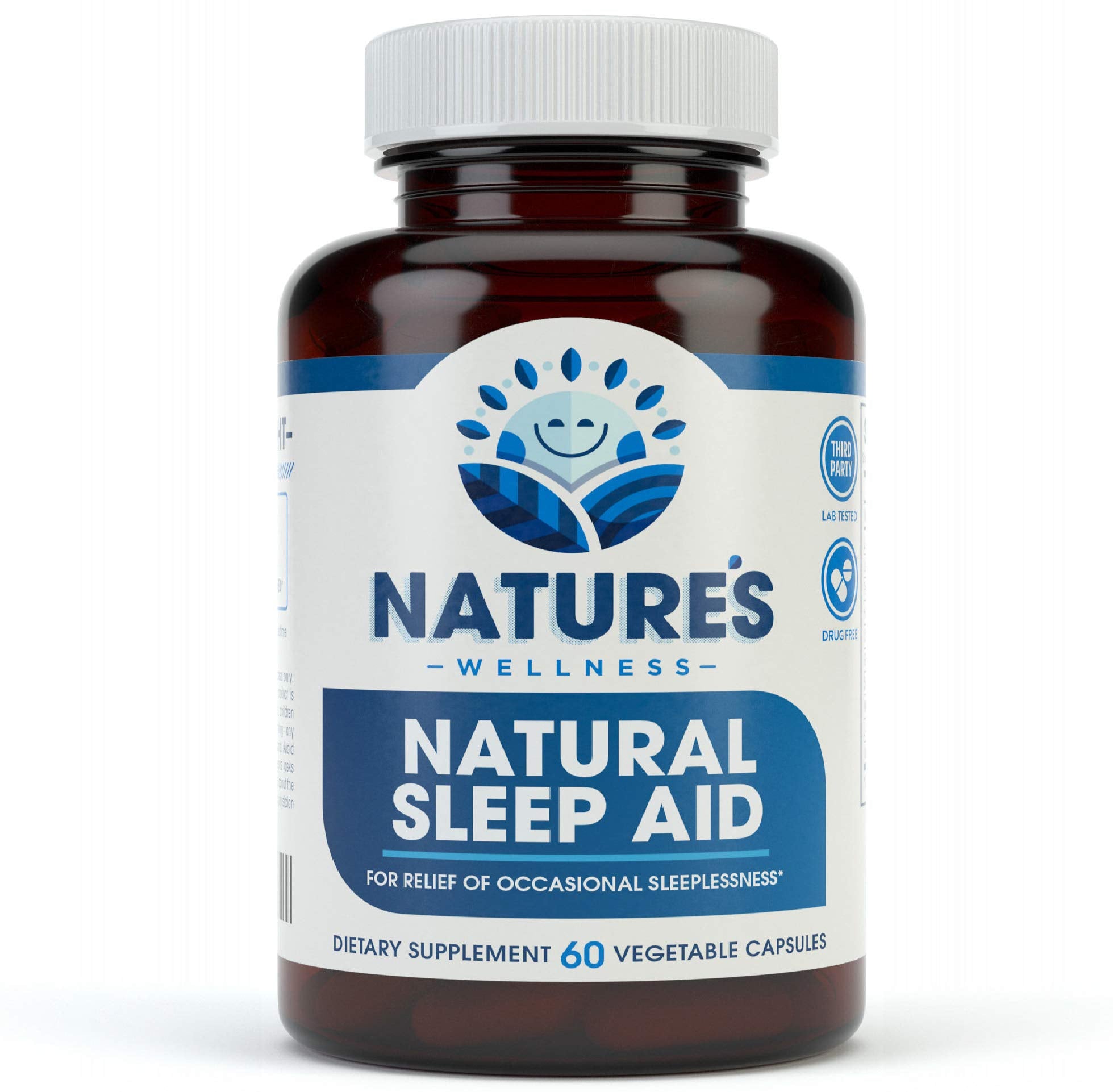 Natures Wellness Premium Natural Sleep Aid 60 Veg Capsules front view