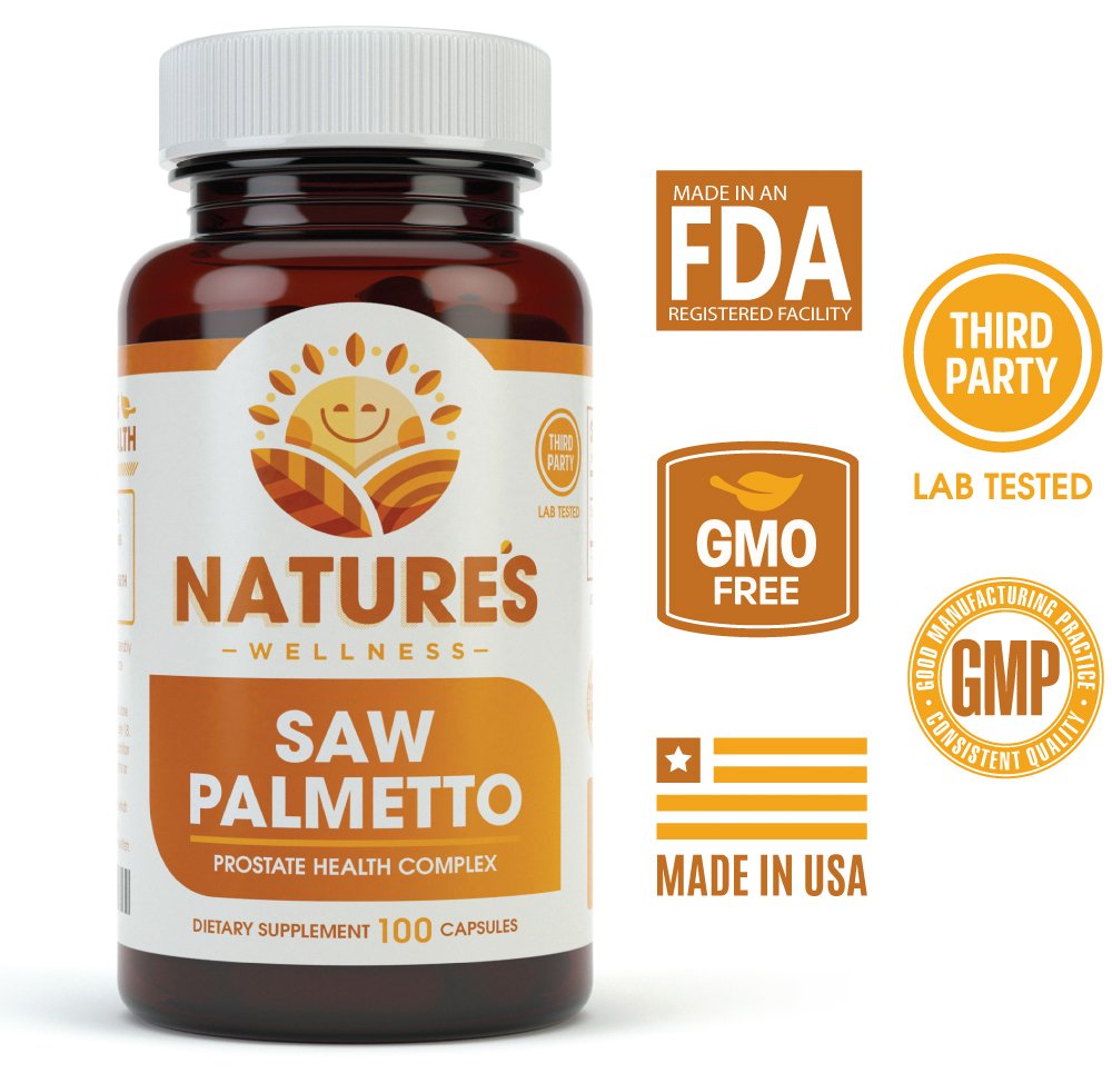 Natures Wellness Saw Palmetto Berry + Extract 1000mg side view