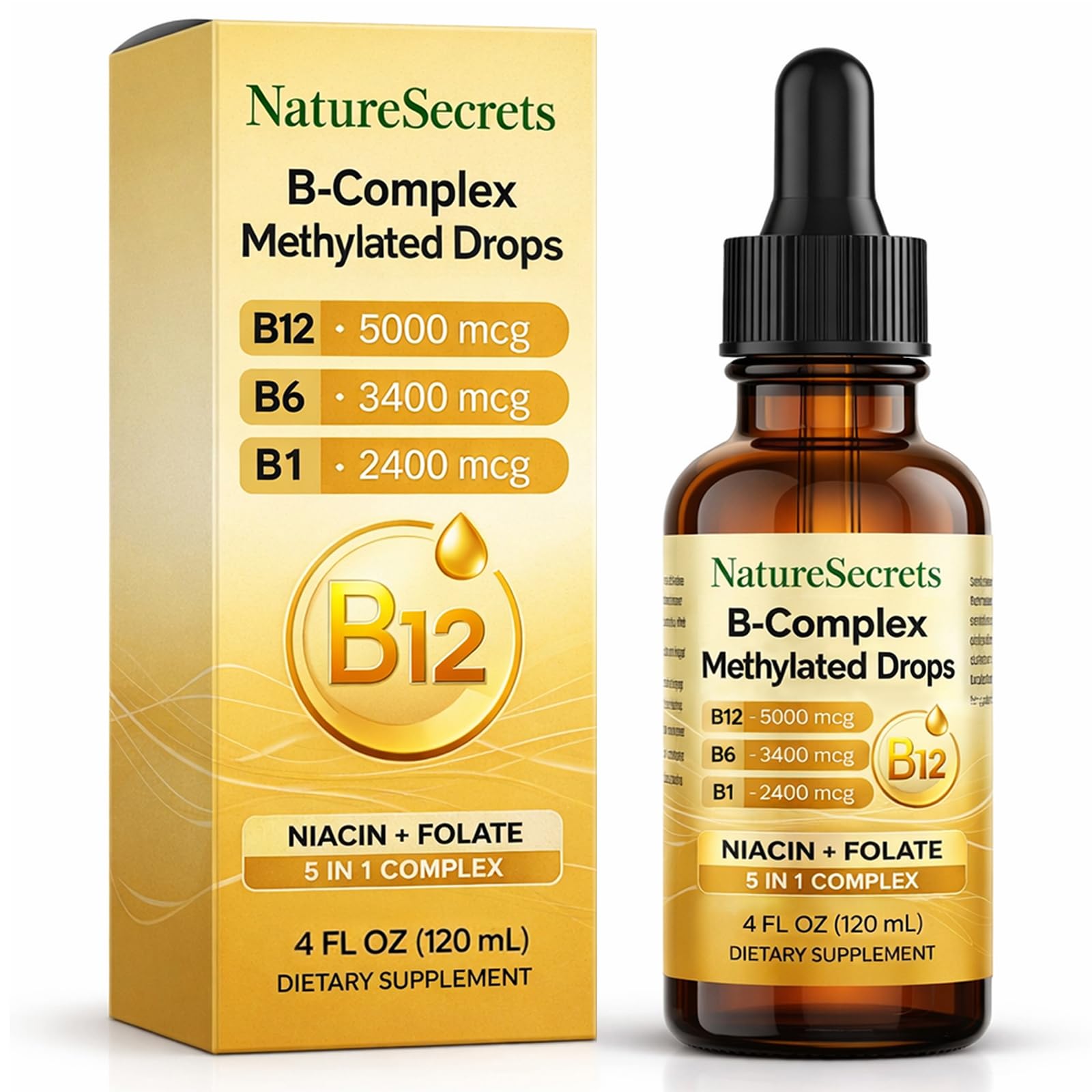 NATURESECRETS B-Complex Methylated Drops 120 mL bottle front view