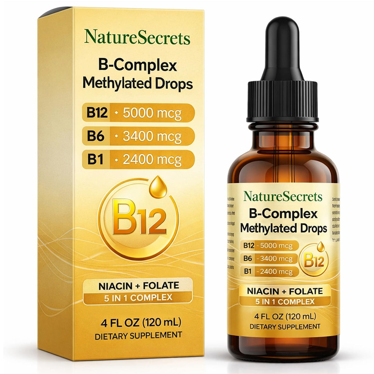 NATURESECRETS B-Complex Methylated Drops 120 mL bottle front view