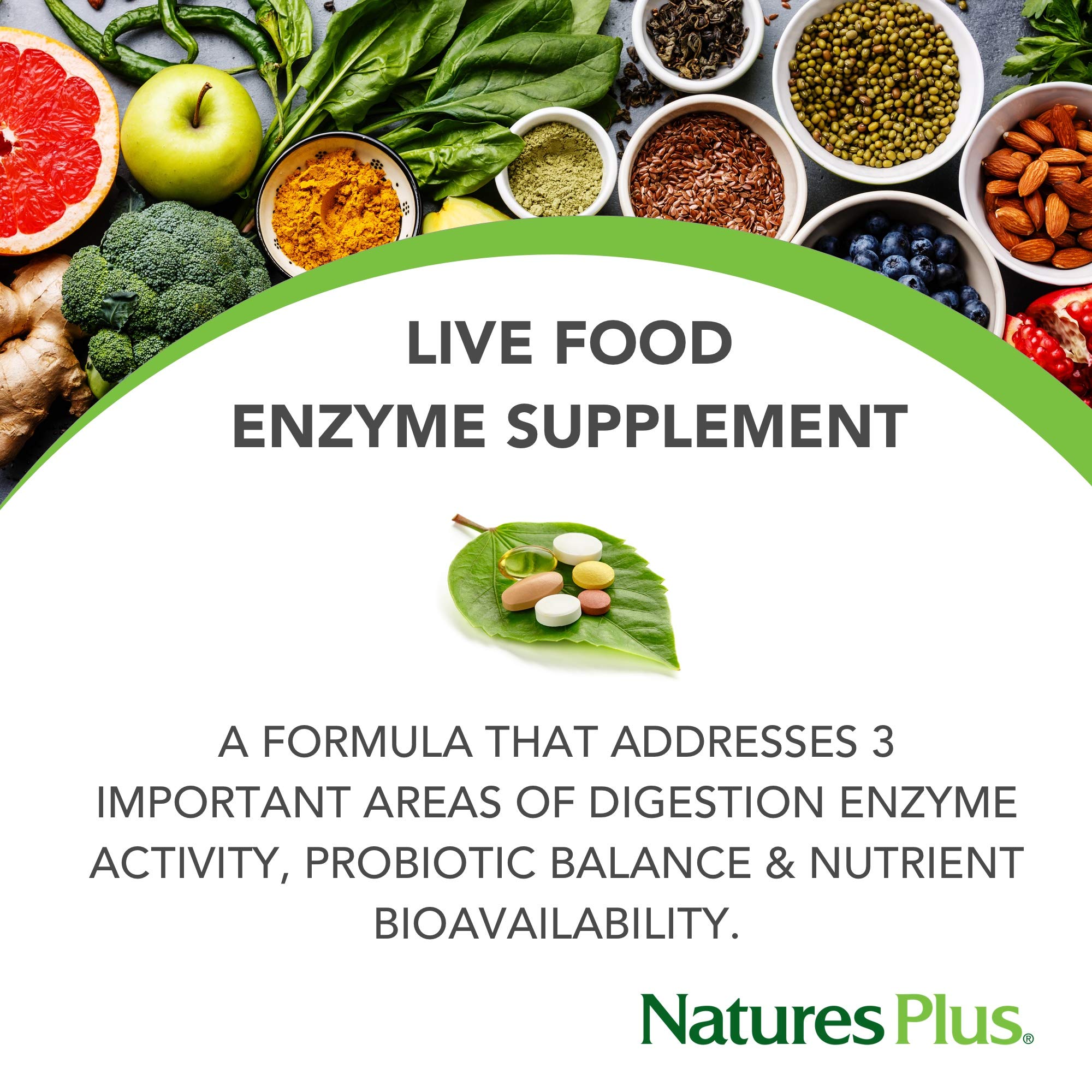 NaturesPlus Acti-Zyme Multi-Enzyme Capsules back view