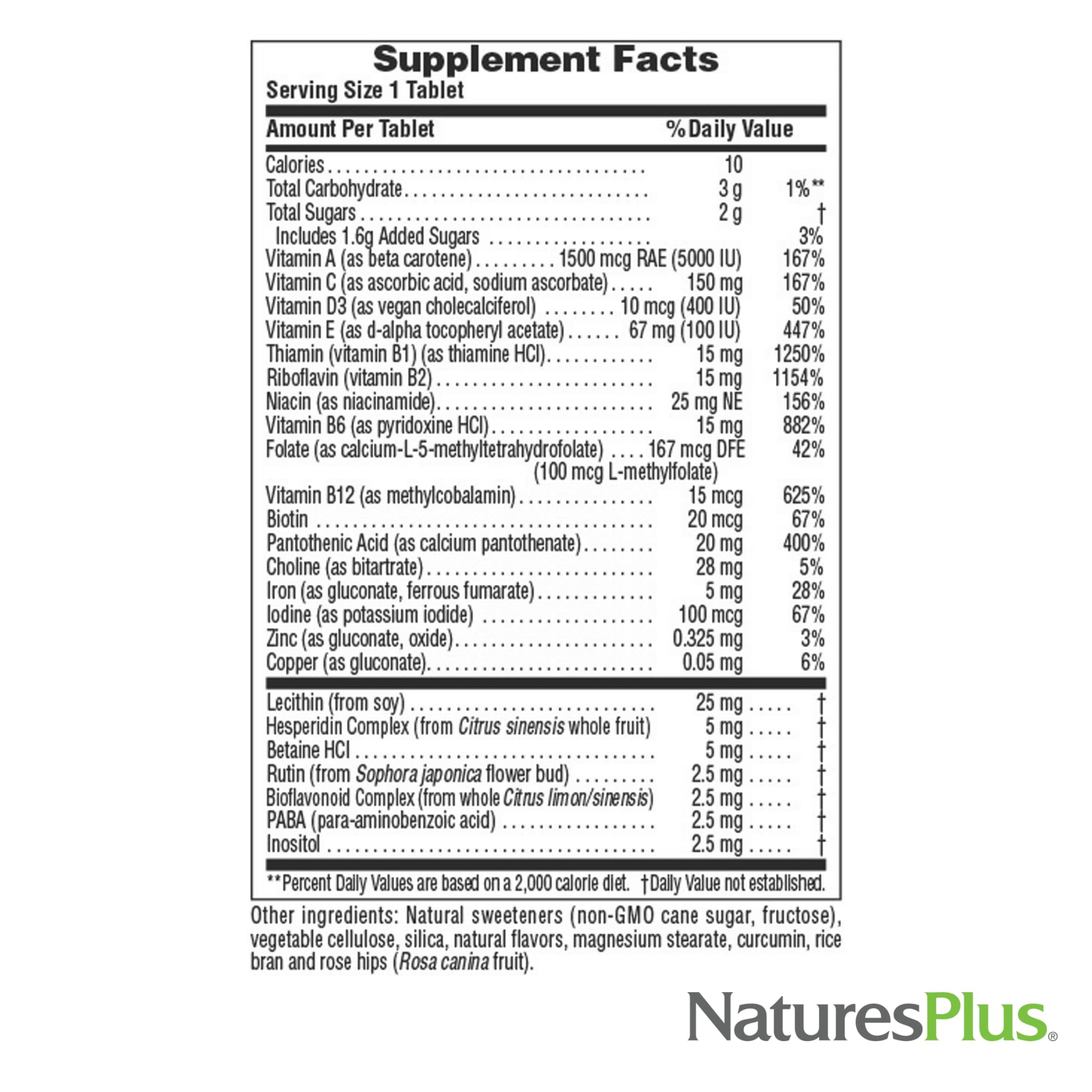 NaturesPlus Adult Chewable Multivitamins in a hand