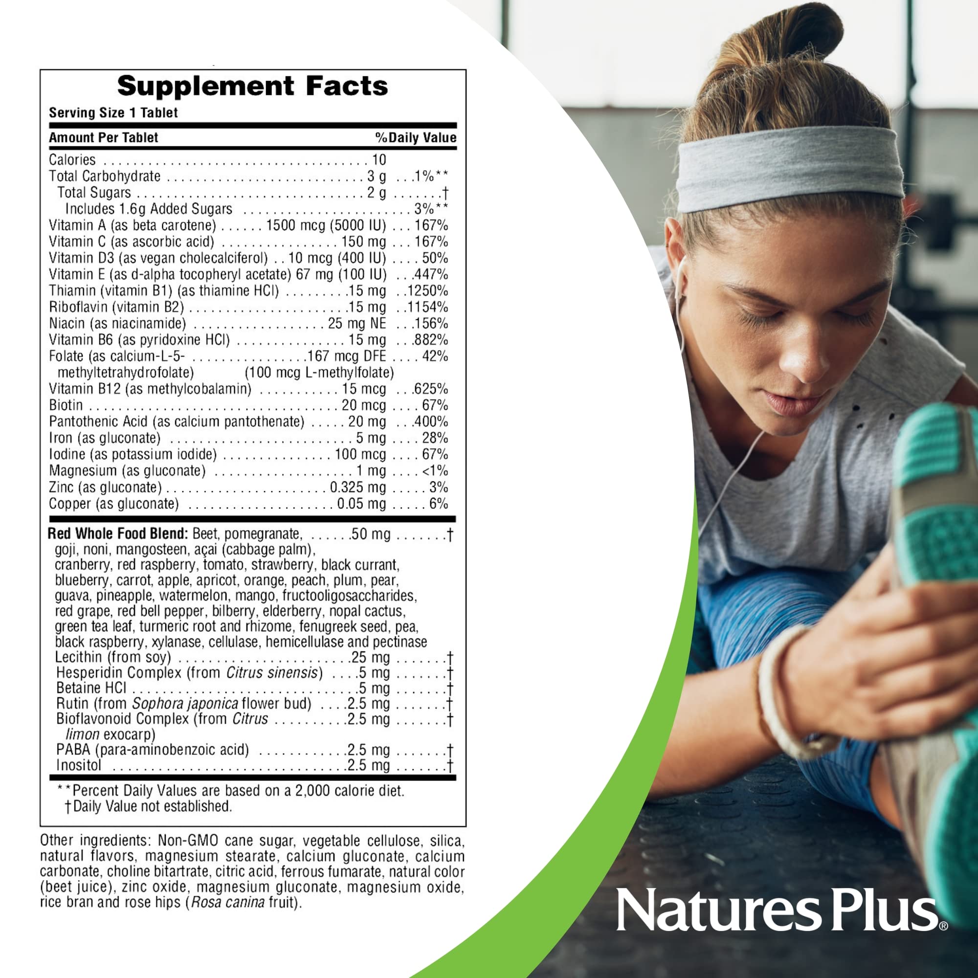 NaturesPlus Adult Multivitamin Chewable with red superfoods ingredients list