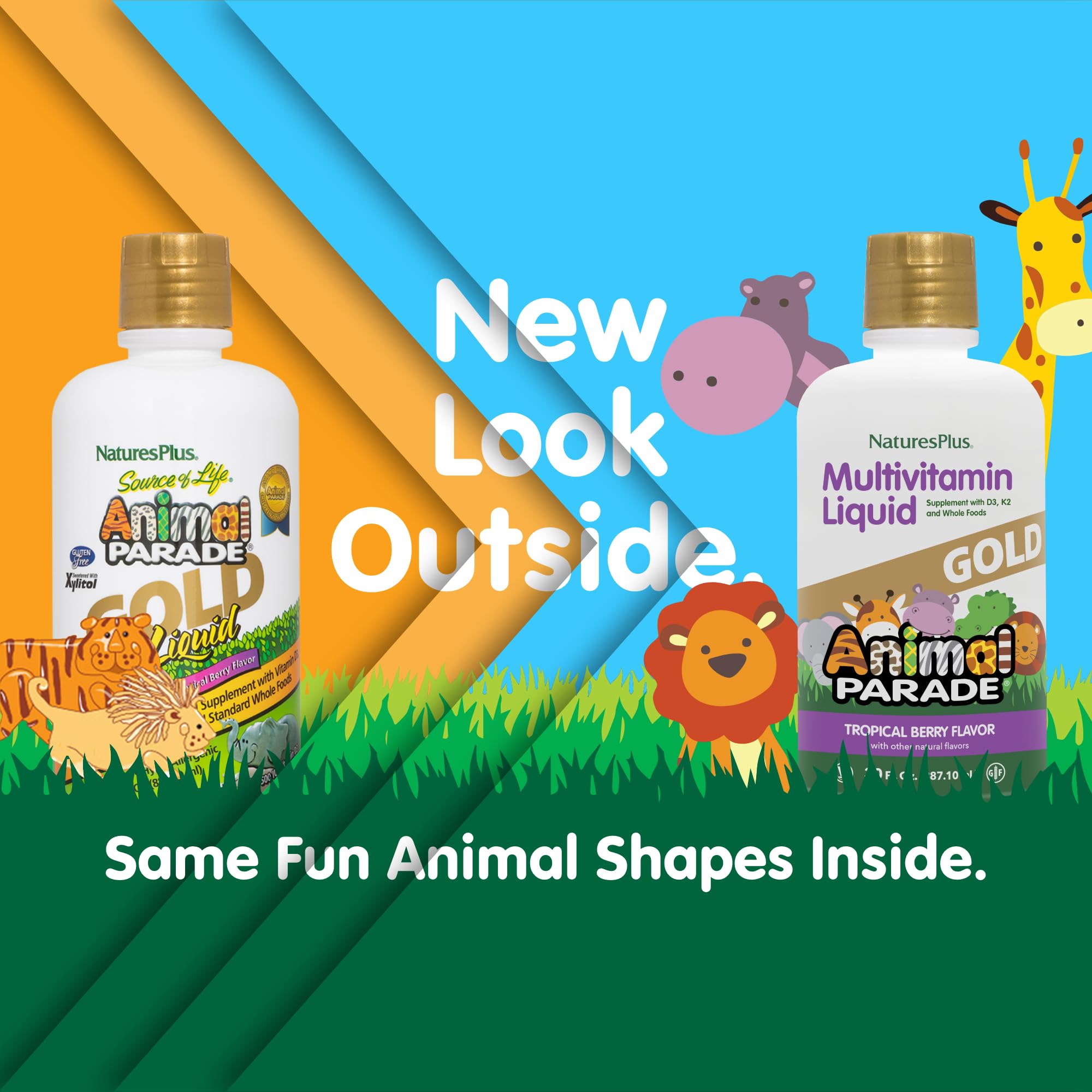 NaturesPlus Animal Parade Liquid Multivitamin for Kids label close-up