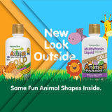 NaturesPlus Animal Parade Liquid Multivitamin for Kids label close-up