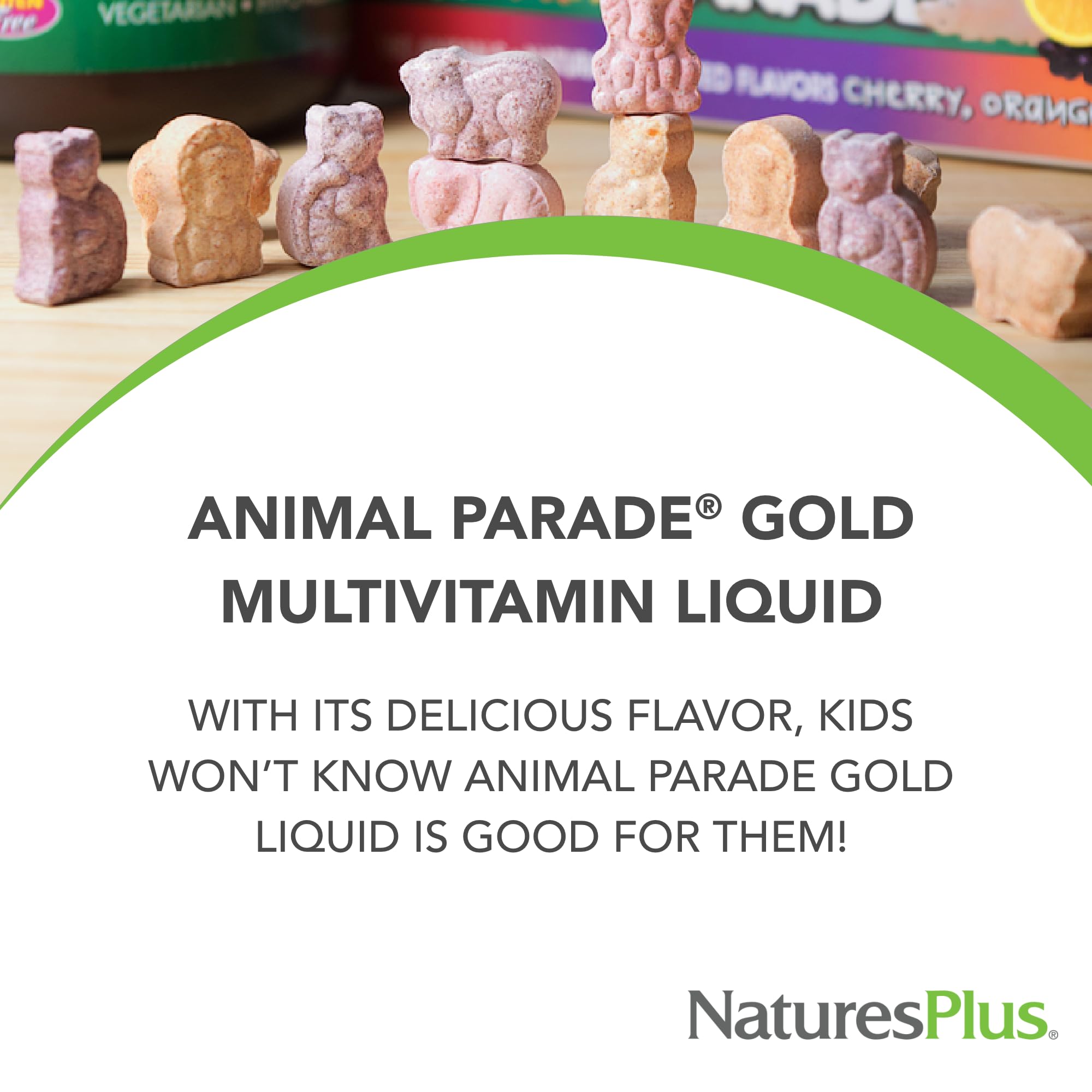 NaturesPlus Animal Parade Liquid Multivitamin for Kids tropical berry flavour