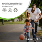 NaturesPlus B-Complex Supplement packaging with rice bran background