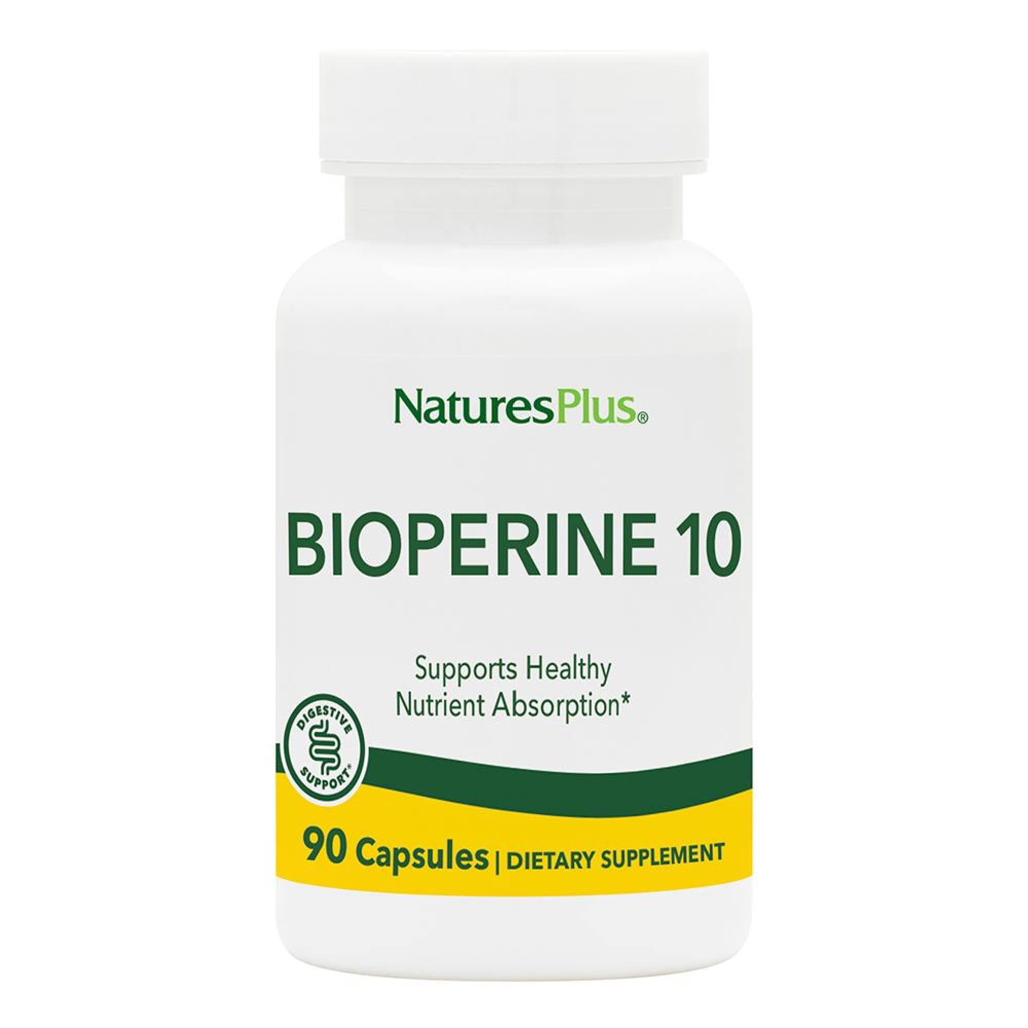 NaturesPlus Bioperine 10 black pepper extract capsules front view