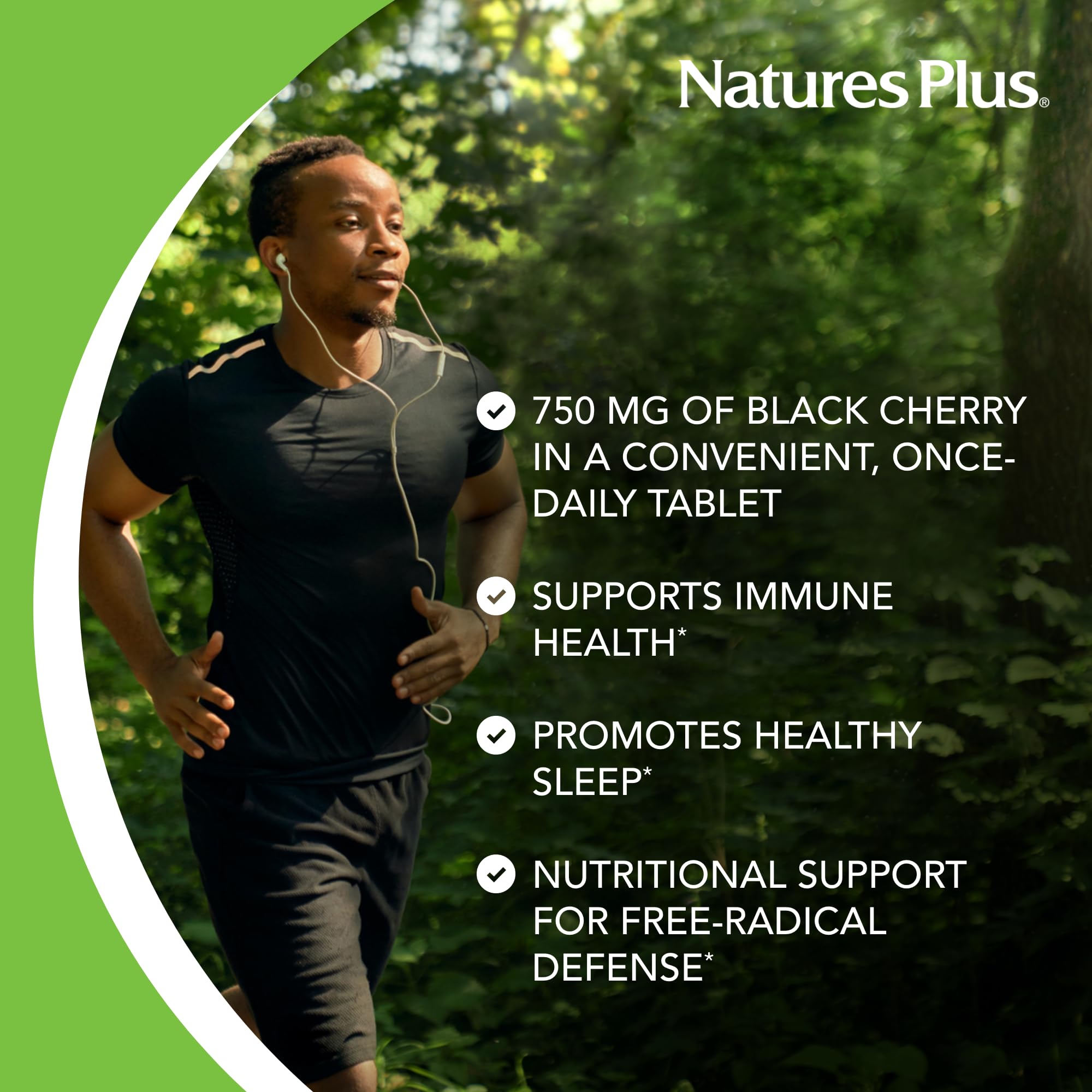 NaturesPlus Black Cherry Extended Release Tablets back label with ingredients