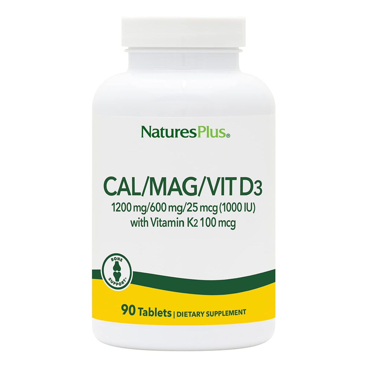 NaturesPlus Cal/Mag/Vit D3 supplement bottle front view