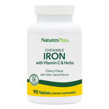 NaturesPlus Chewable Iron 27mg cherry-flavoured tablets front view