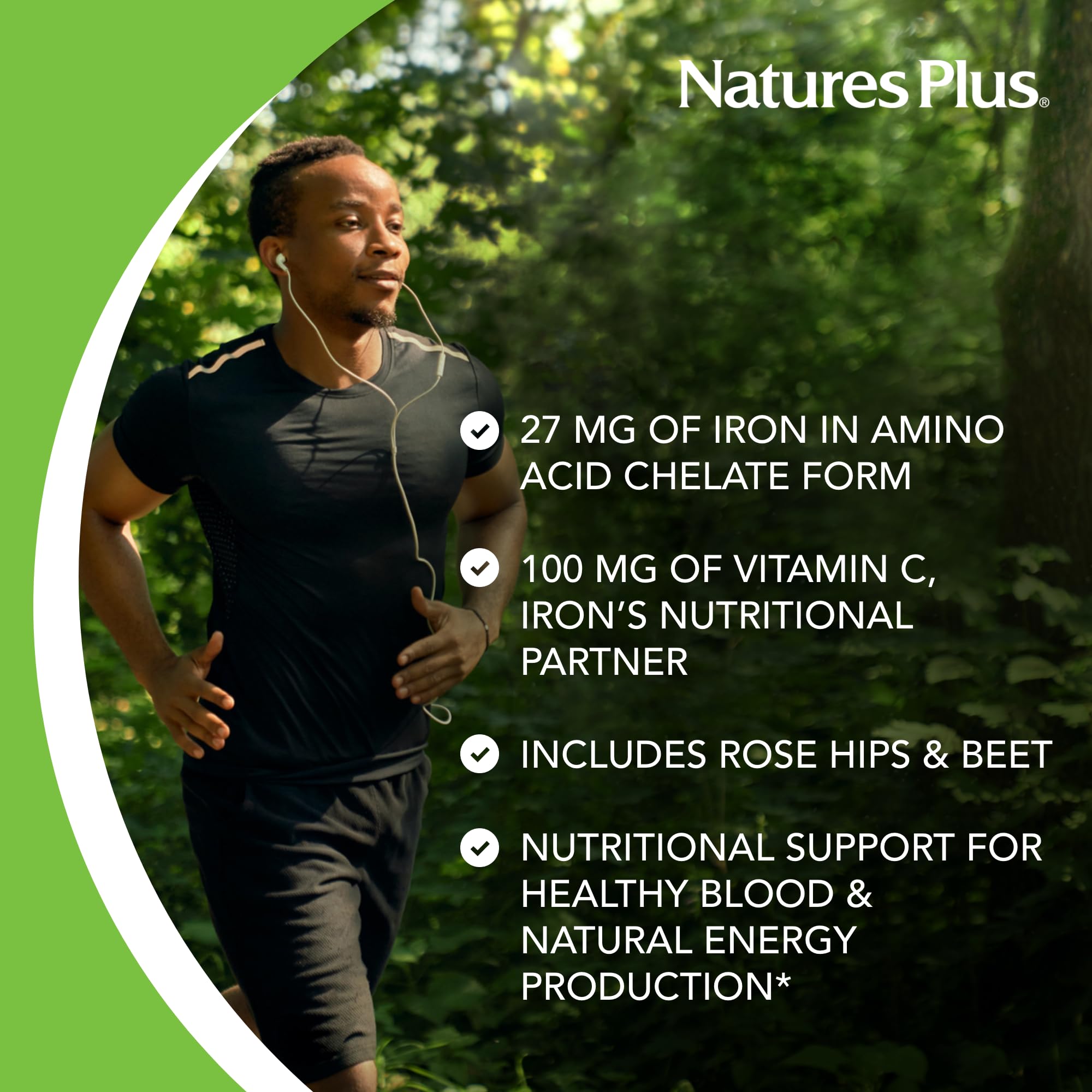NaturesPlus Chewable Iron Supplement with Vitamin C on a table