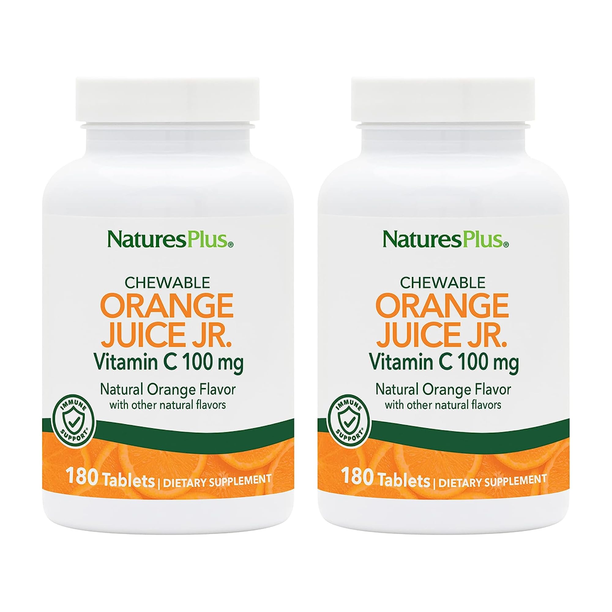 NaturesPlus Chewable Vitamin C 100mg orange flavour front view