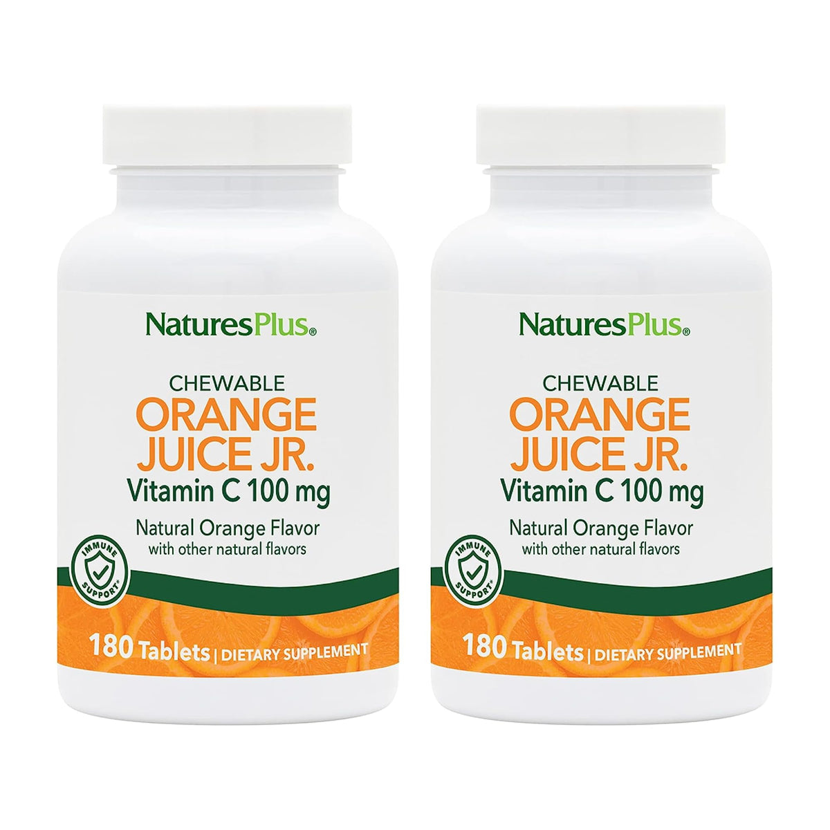 NaturesPlus Chewable Vitamin C 100mg orange flavour front view