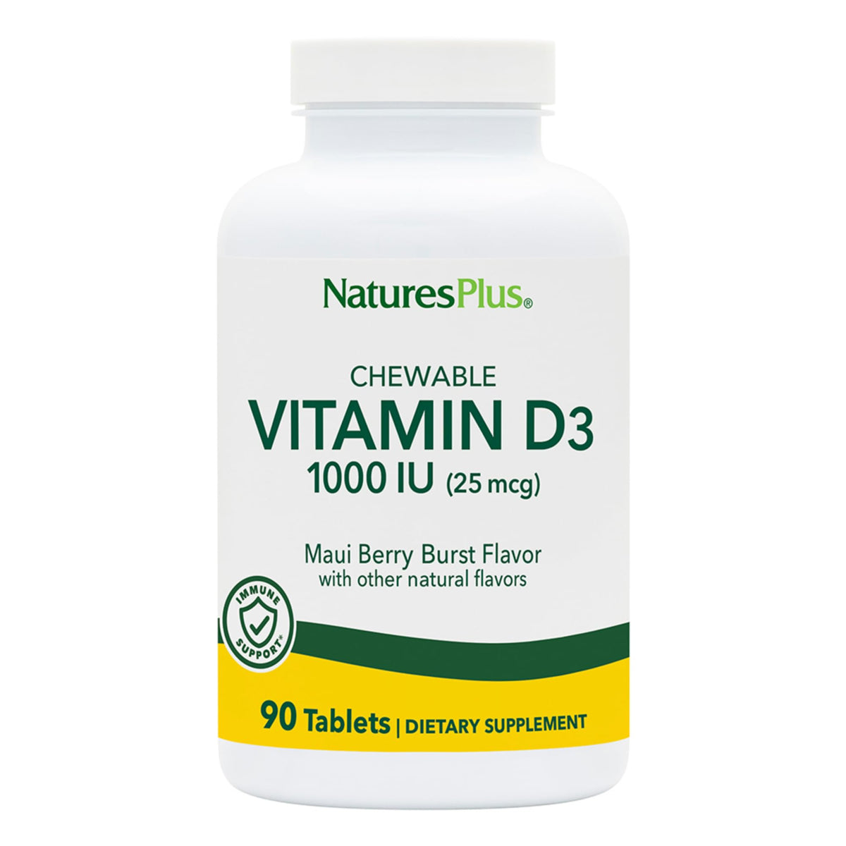 NaturesPlus Chewable Vitamin D3 1000 IU front view packaging