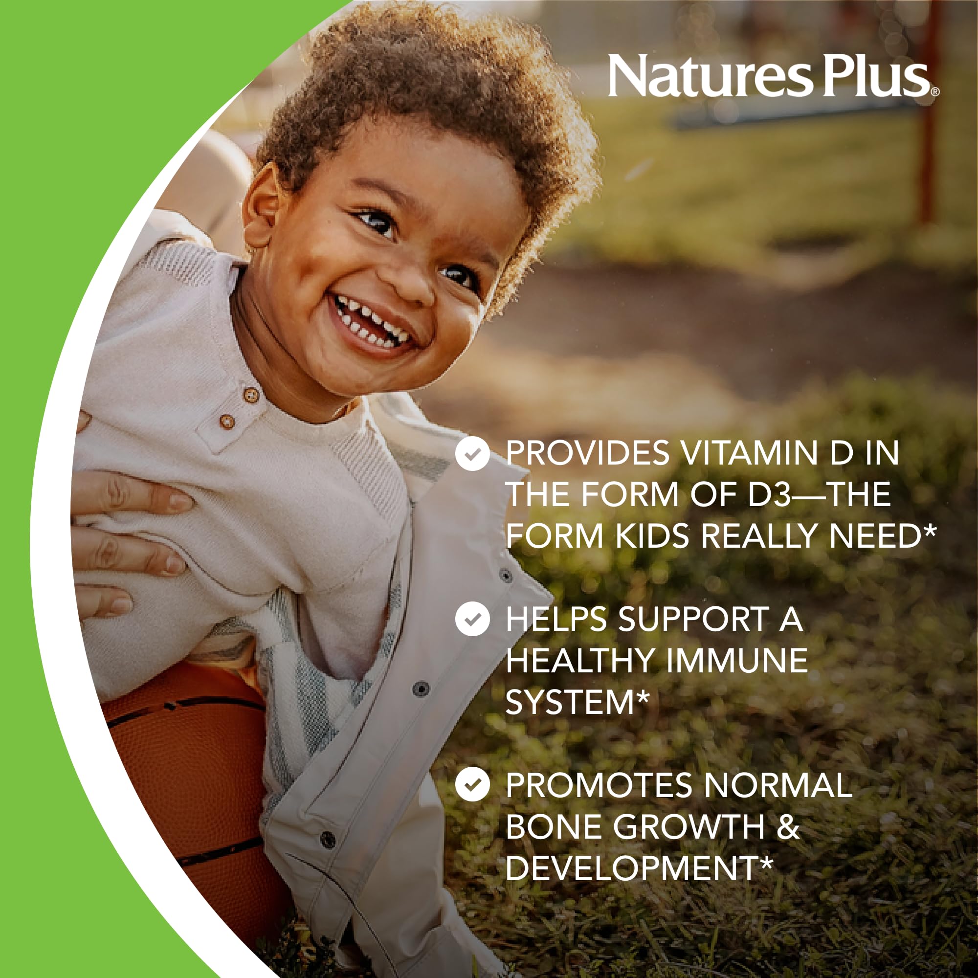 NaturesPlus Chewable Vitamin D3 500 IU for Kids black cherry flavour chewables