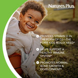 NaturesPlus Chewable Vitamin D3 500 IU for Kids black cherry flavour chewables