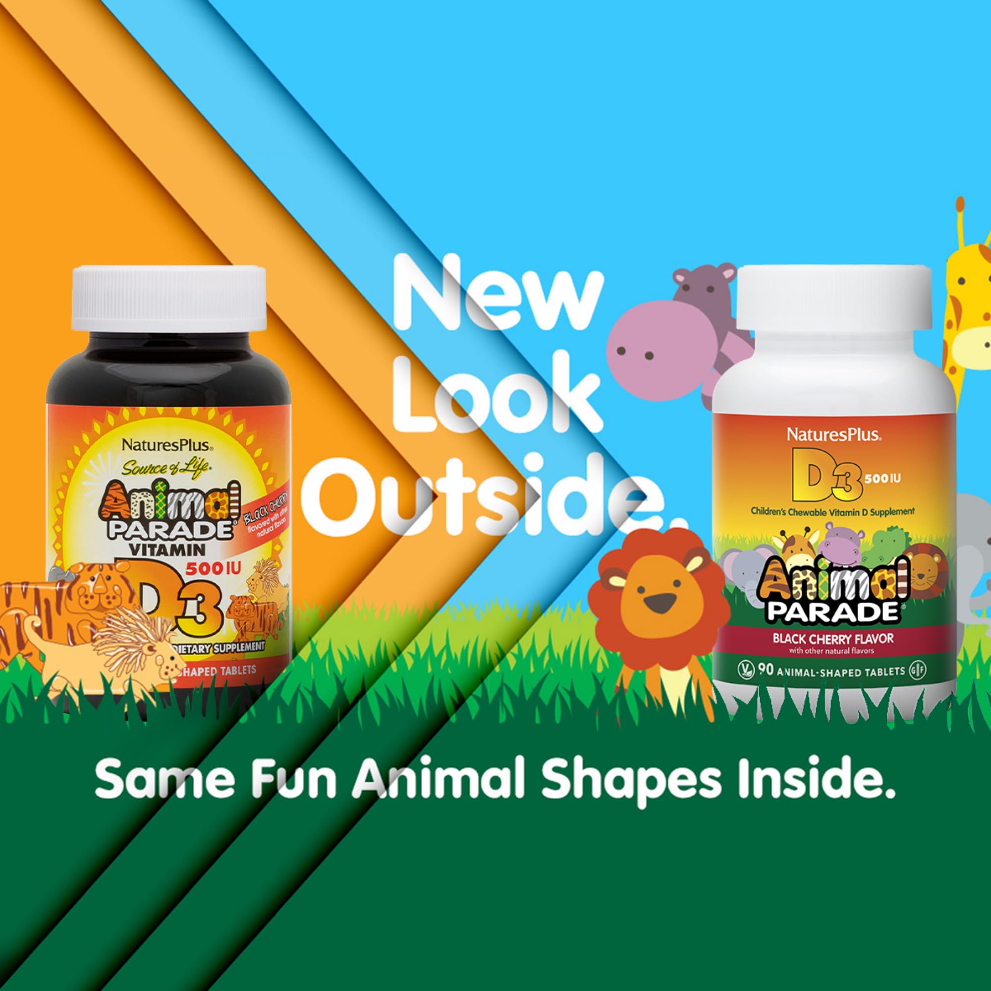 NaturesPlus Chewable Vitamin D3 500 IU for Kids bottle side view