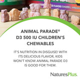 NaturesPlus Chewable Vitamin D3 500 IU for Kids fun animal shapes