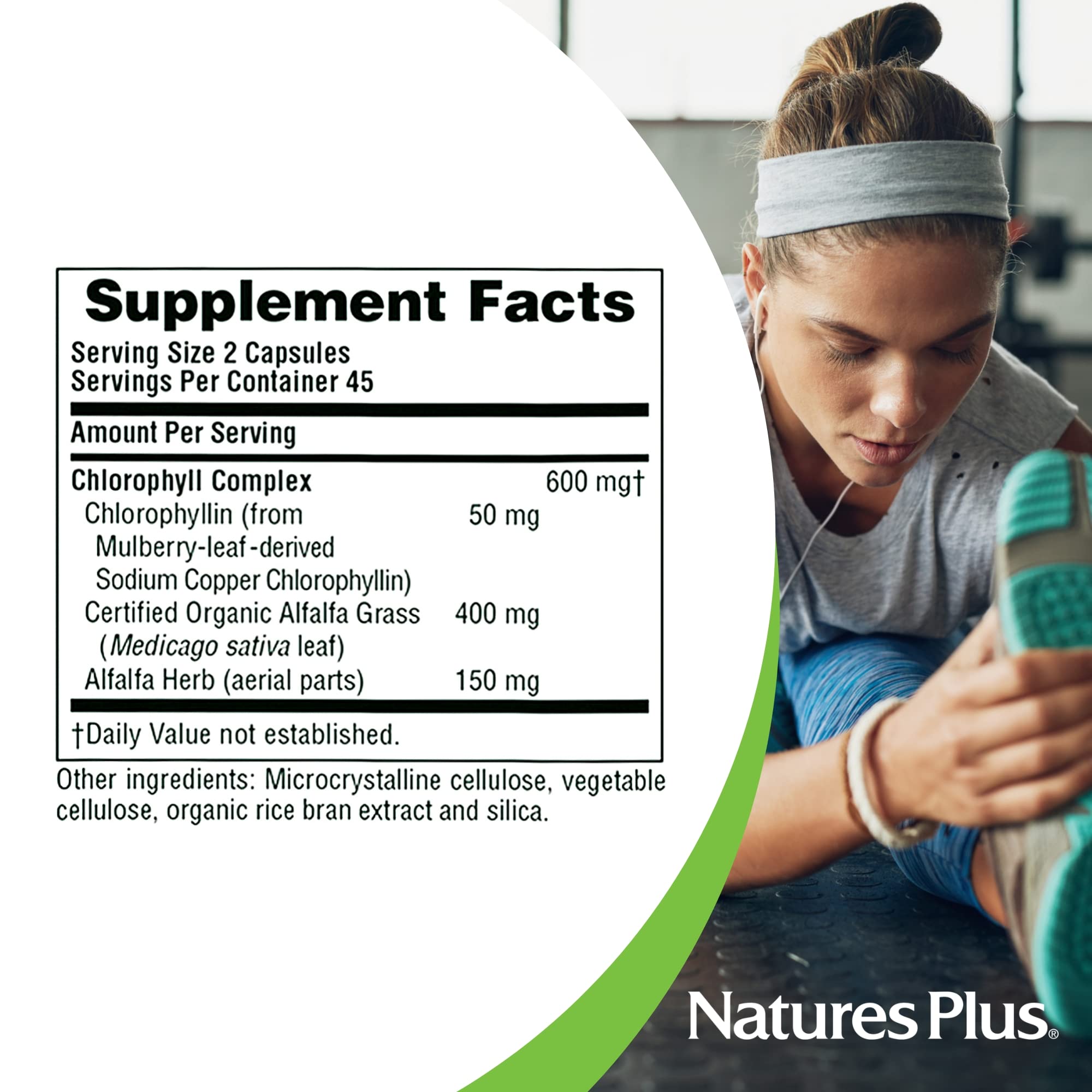 NaturesPlus Chlorophyll Tablets bottle top view