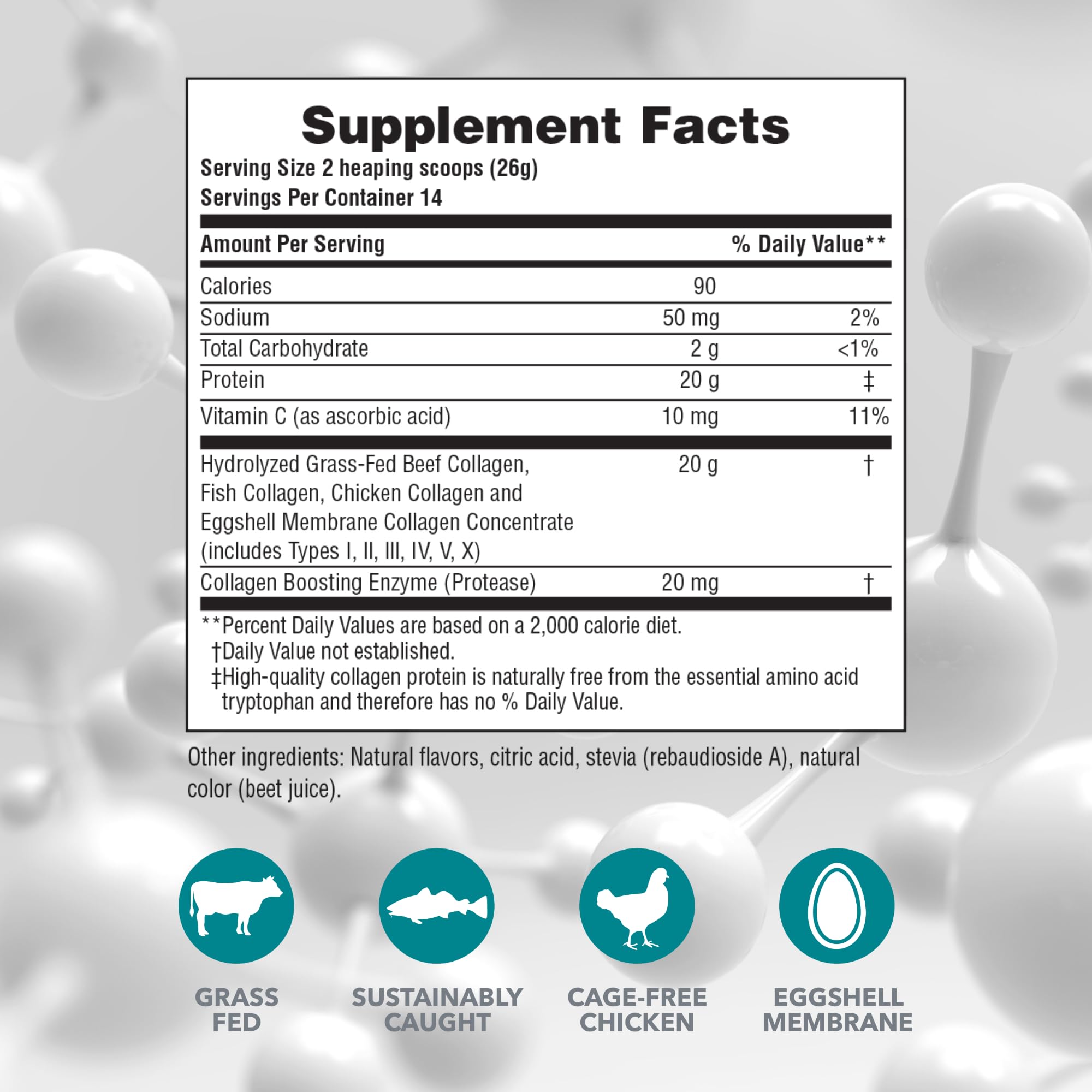 NaturesPlus Collagen Peptides Berry Lemonade packaging side view