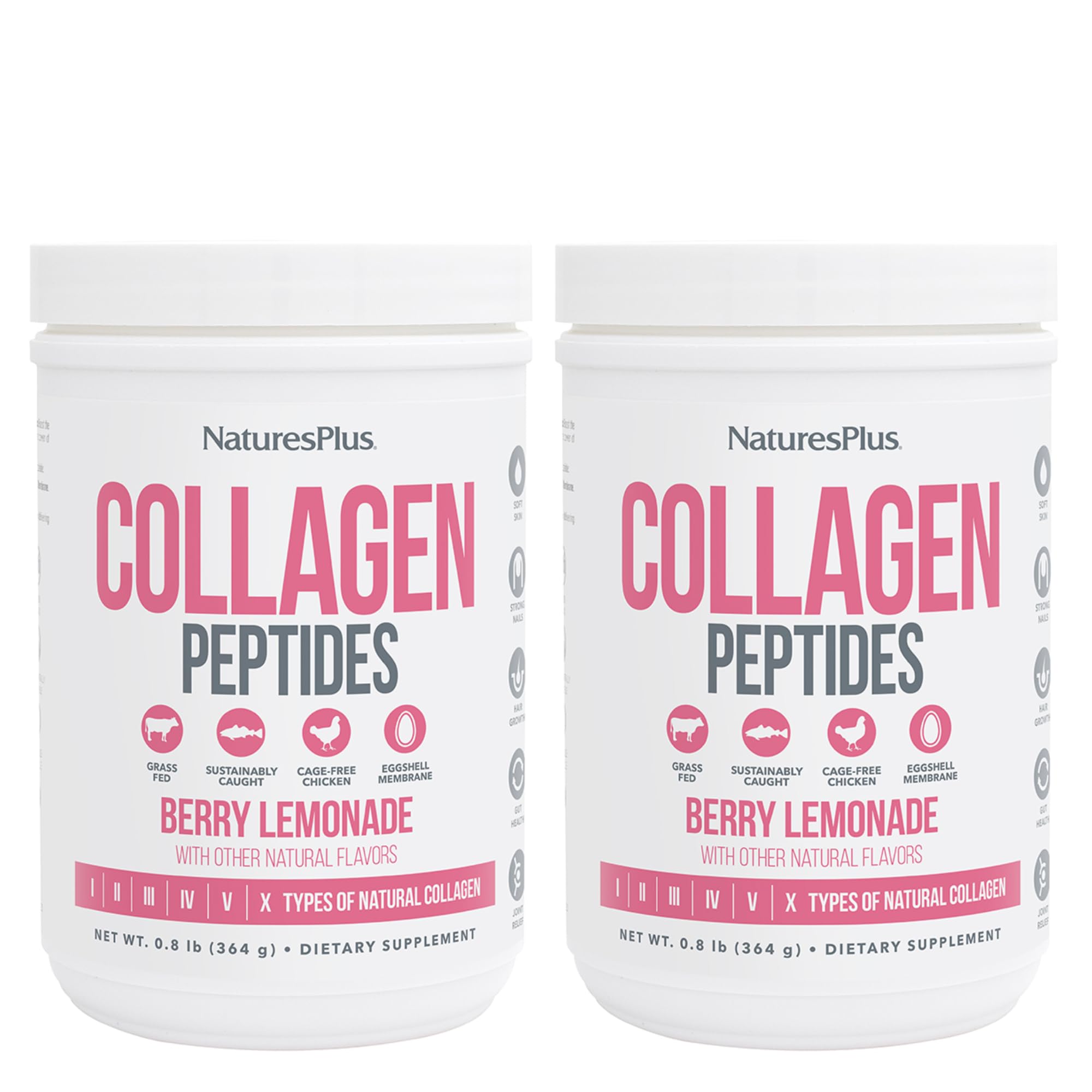 NaturesPlus Collagen Peptides Berry Lemonade powder front view