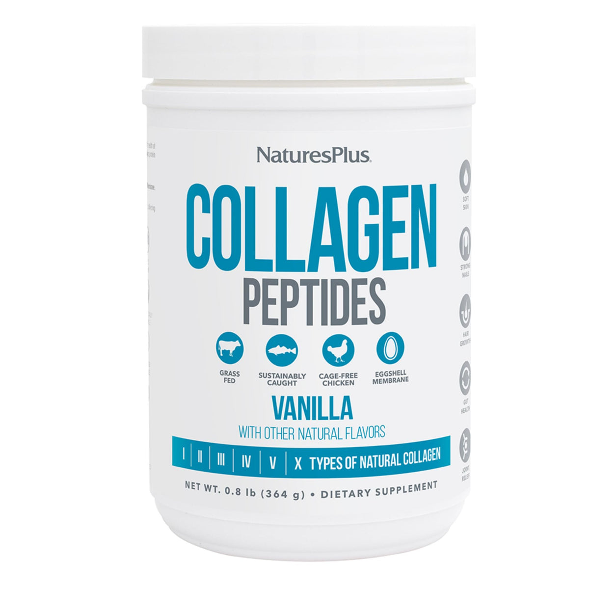 NaturesPlus Collagen Peptides Vanilla 364g front view