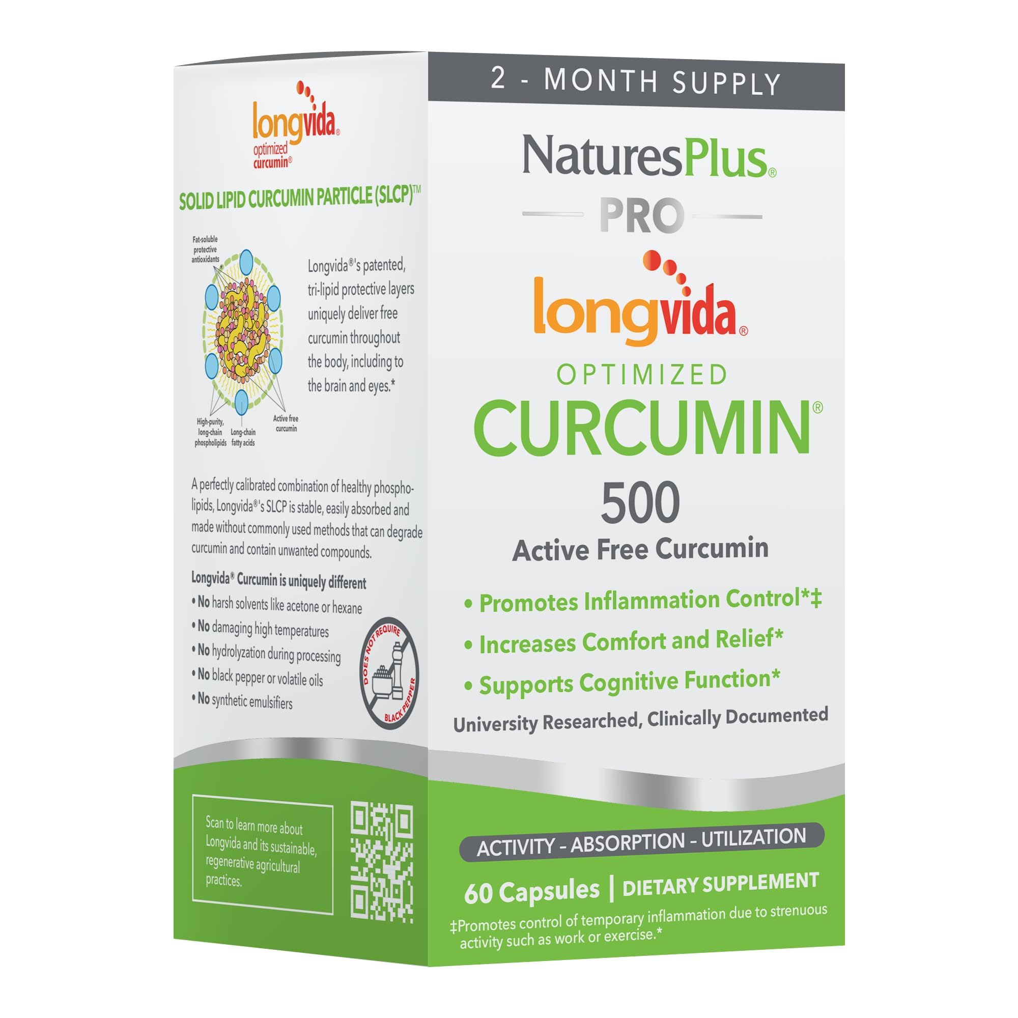 NaturesPlus Curcumin Supplement 60 Capsules front view