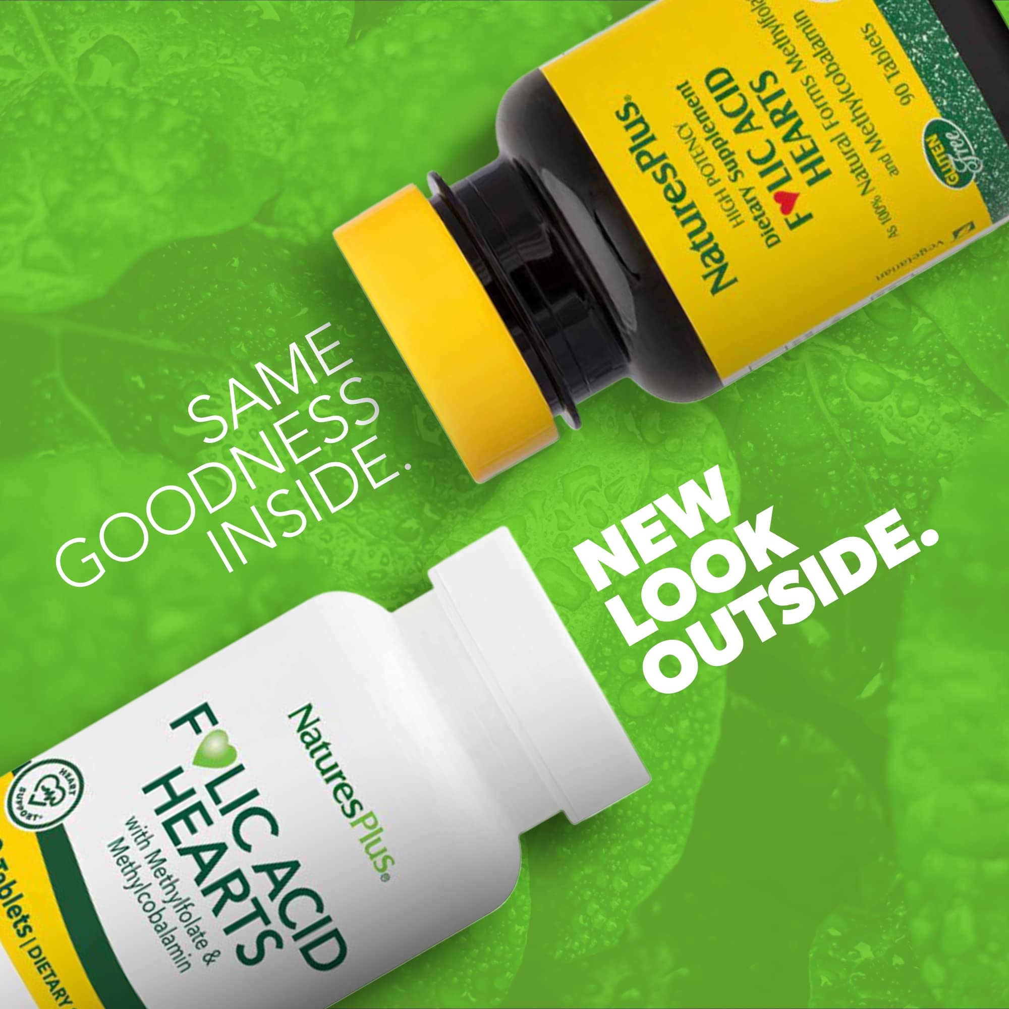 NaturesPlus Folic Acid Hearts heart-shaped capsules