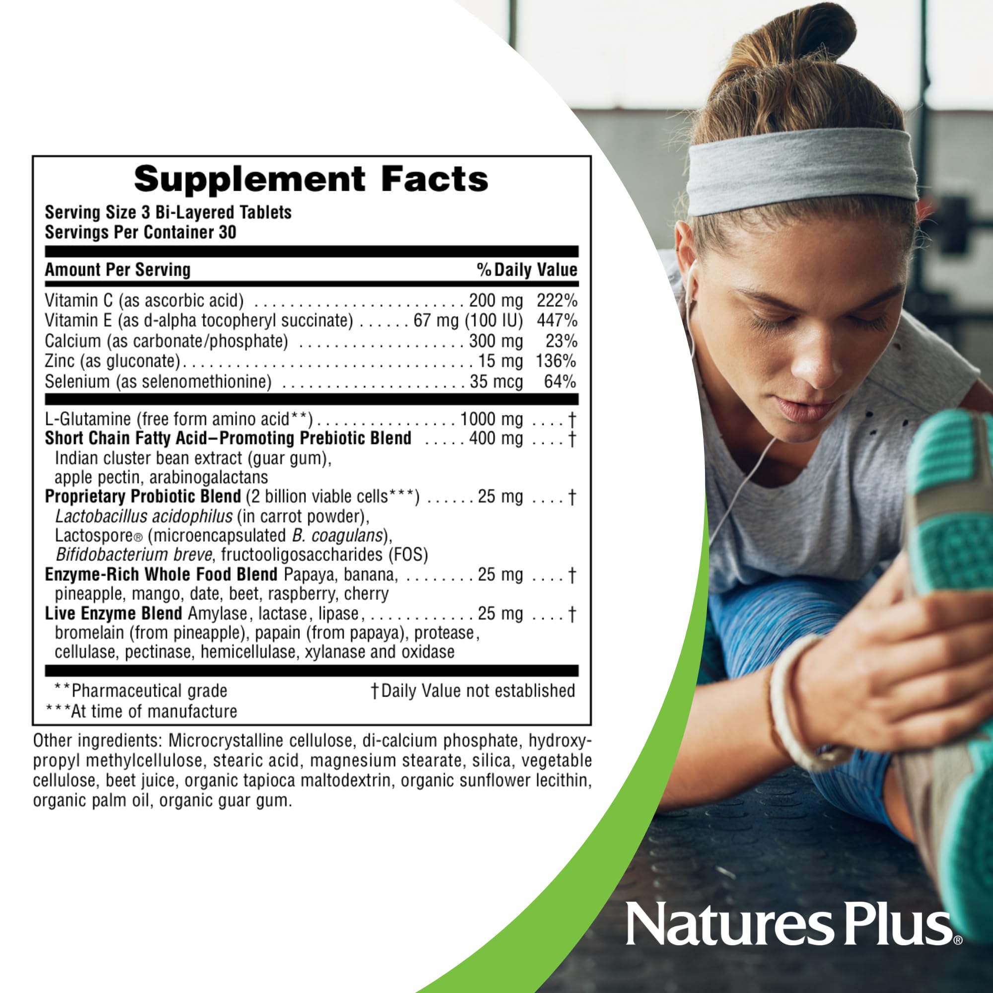 NaturesPlus GI Natural Multi-Enzyme Supplement 222g ingredients list