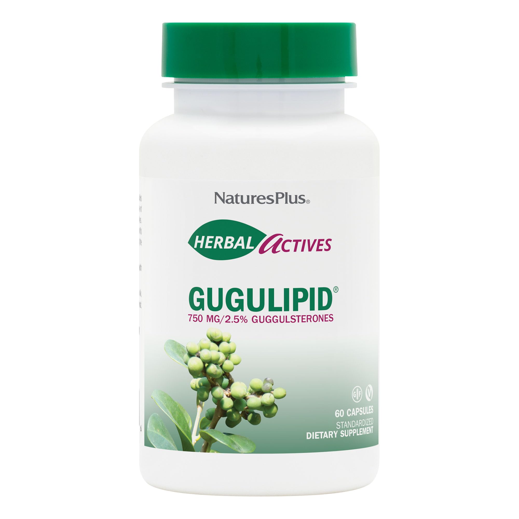 NaturesPlus Gugulipid Herbal Actives 750mg Capsules front view