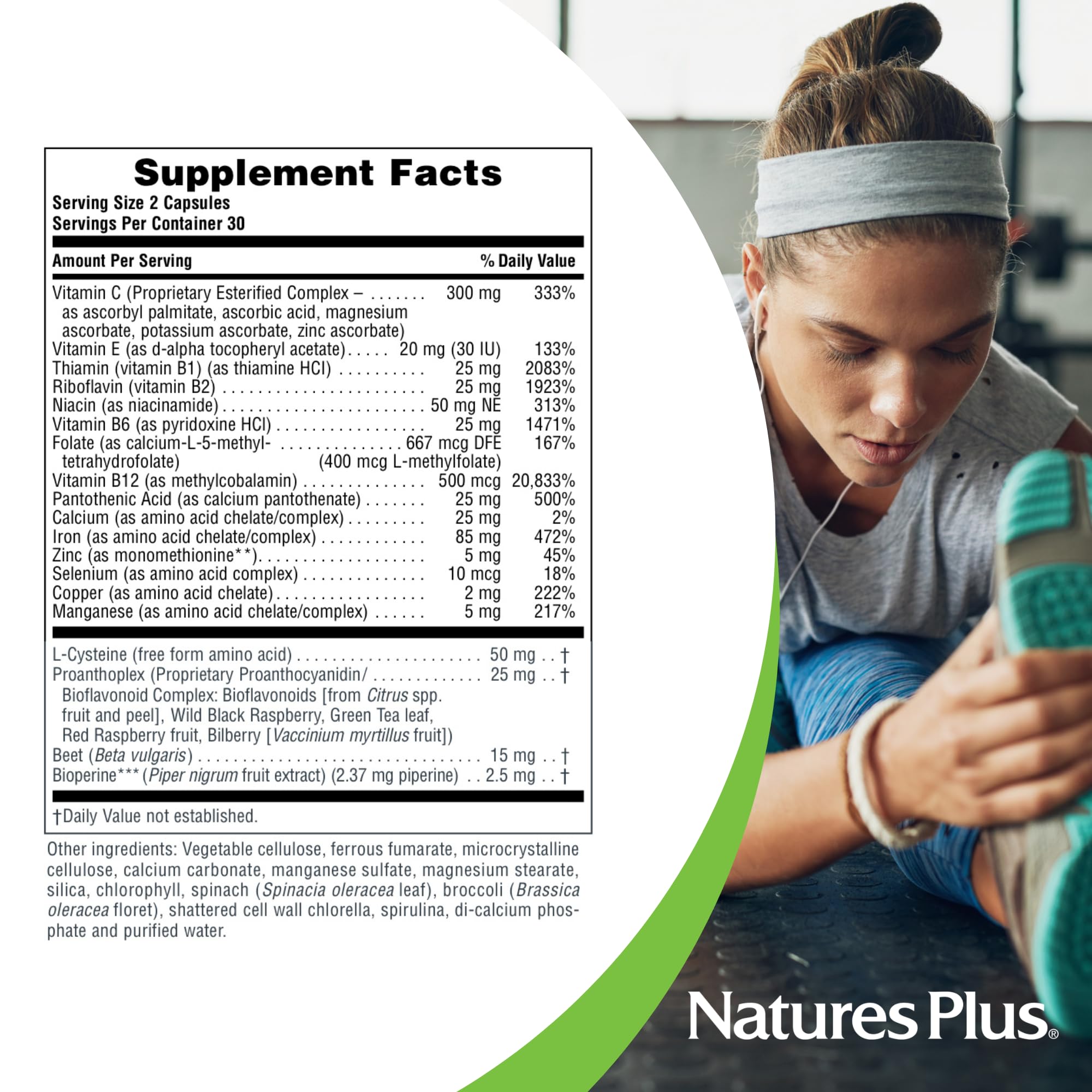 NaturesPlus Hema-Plex Iron 85mg softgels with ingredients list